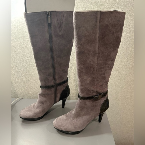 Bandolino Shoes - “Bandolino” BDCala Dressy Heel Platform Boots Womens 7.5 Gray Suede w/ Side Zip